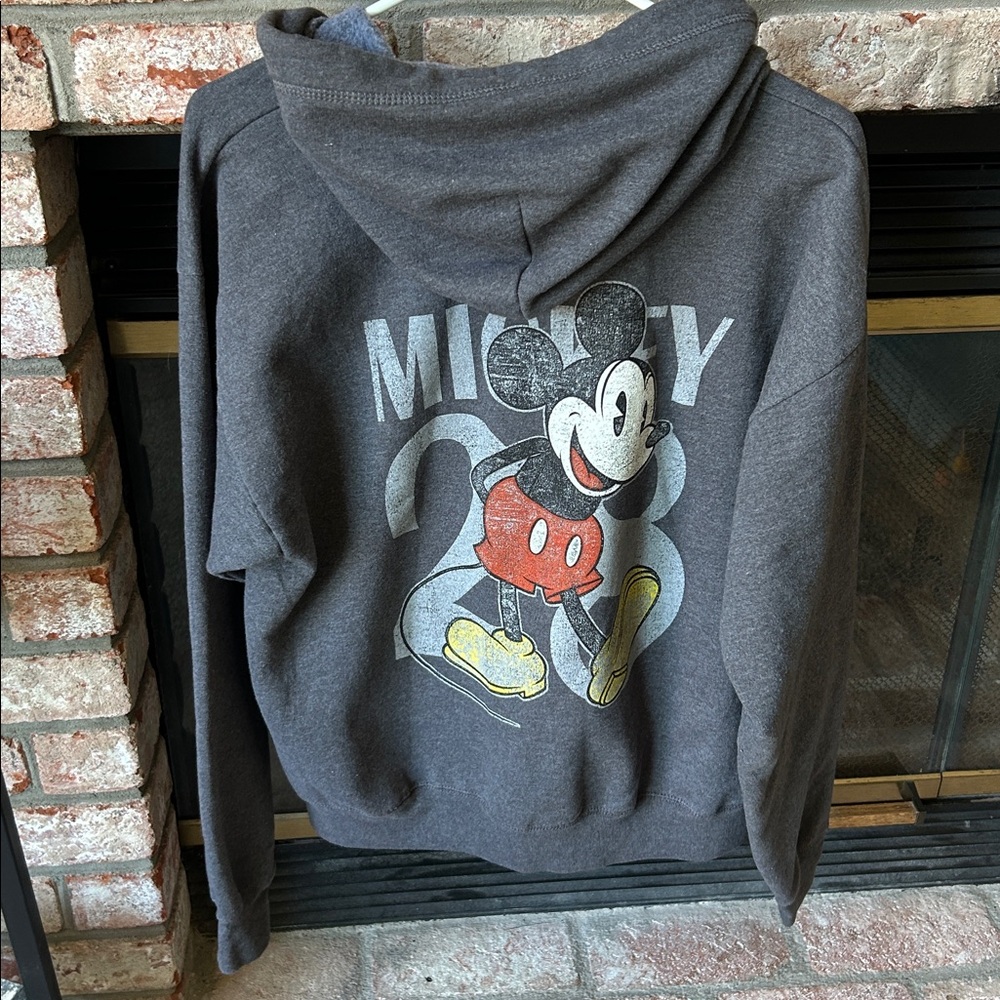 Disney Parks Original Mickey 1928 Gray Zip-Up Hoodie Sweatshirt Women’s Size L